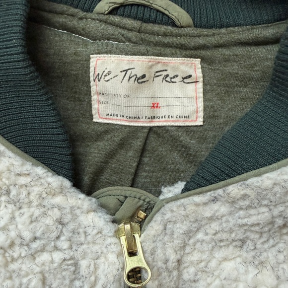 FREE PEOPLE Rivington Sherpa Jacket We the Free Desert Combo Green Cream | XL - Picture 2 of 16